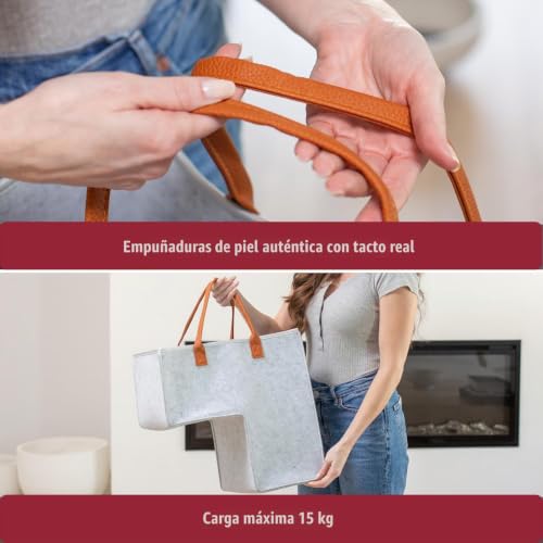 Miniatura 4 de Cesta De Escalera, Cesta Multifuncional De Fieltro, Cesta De Transporte Con Asas De Piel Sintética, En Forma De L, Gran Espacio De Almacenamiento Para Ropa, Juguetes Y Artículos Para El Hogar, Ahorro