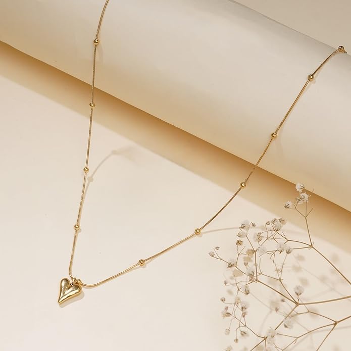 Image of Necklace Set For Women Stylish | Anti Tarnish Waterproof Stainless Steel Chain Pendant Necklaces Jewelry for Love | Gold Plated Jewellery Accessories for Woman & Girls | Birthday Gift for Wife & Girlfriend