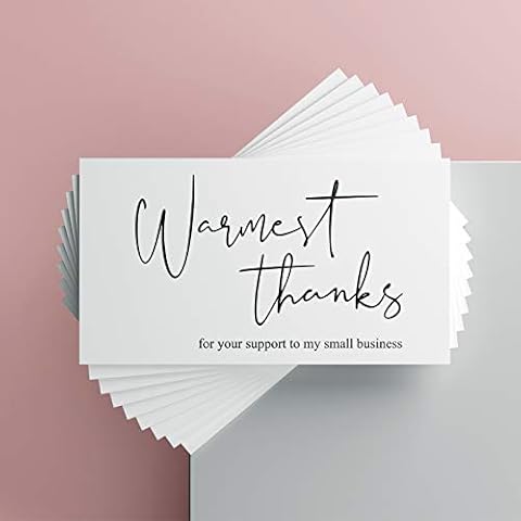 Modern 5th Thank You Cards Small Business – Thank You for Supporting My Small Business Thank You Cards – Elegant Design with Warmest Thanks – 3.5 x 2 Inches 100 pcs – 300GSM Card Stock Cover