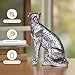 Hebdids Cheetah Statue Home Decor Leopard Sculpture Resin Sitting Cheetah Figurine Desktop Table Top Ornament Decoration for Home Office Silver