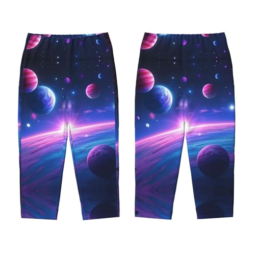 Pajama Pants Pajama Bottoms with Elastic Waistband Sleepwear Lounge PantsColorful Starry Sky Planet3