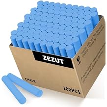 الطباشير الأزرق 100 PCS، منخفضة الغبار الطباشير عصا السائبة للسبورة السبورة غير سامة