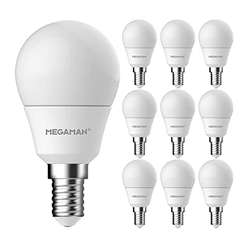 Megaman Pack of 10 x LED 711112 Dimmable Classic Opal Golf Ball E14 Small Screw 4000K Cool White 5.5W (10)