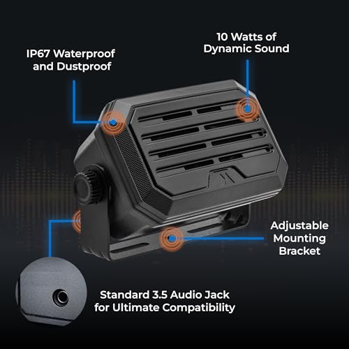 Midland - SPKMINI Mini External Speaker - Waterproof, 10 Watts, 3.5mm Plug - Compatible with All Mobile CB, GMRS, HAM and Amateur Radios by Midland - Image 6