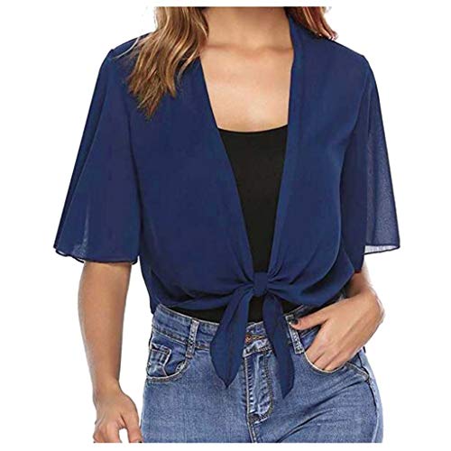 Photo de AMDOLE Robe de Noël grande taille pour femme, cape douce pour soirée, mariage, robe en mousseline de soie, châle, boléro pour femme, chemisier simple et long, robes formelles, bleu, M
