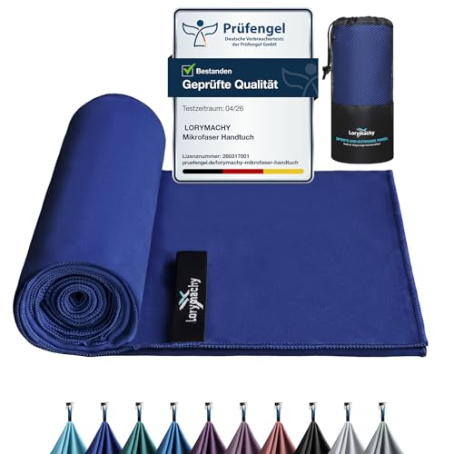 Mikrofaser Handtuch – 80x160cm Fitness Handtuch mit Silberionen-Behandlung, Ultraleicht & Saugstark, Schnelltrocknend – Ideal für Fitness, Yoga, Reisen, Camping, Wandern & Strand, San Marino Blau