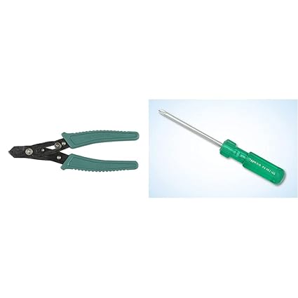 Taparia WS06 Wire Stripping Plier (Green and Black)+Taparia P3 860 60 Steel Tip No.0 Philips Screw Driver (Green and Silver)
