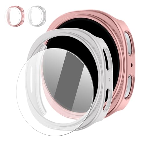�y2����zfor Samsung Galaxy Watch 8 44mm �P�[�X + �K���X�t�B���� �R���p�`�u�� galaxy �E�H�b�` �����ߗ� �C�菝�h�~ �ی�J�o�[ ����case �ϏՌ� �y��
