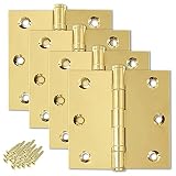 Finsbury Hardware Solid Brass Door Hinge Heavy Duty Ball Bearing Polished Shiny Gold 3.5 x 3.5 Inch