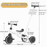 XJD Rower trójkołowy dla małych dzieci od 1, 2, 3 lat, 5 w 1, z regulowanym uchwytem przesuwnym, kółkiem biegowym, regulowanym siedziskiem i zdejmowanymi pedałami, prezent urodzinowy dla chłopców i