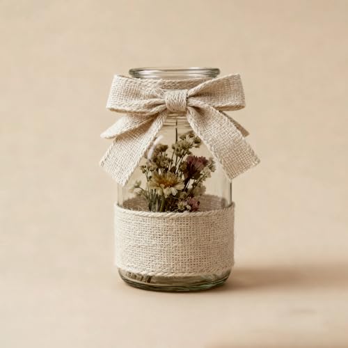 SYUTBOU 5cm x 50m Juteband, Burlap Band Natur, Braun Sackleinen Band für Geschenke, Hochzeit und Handwerk