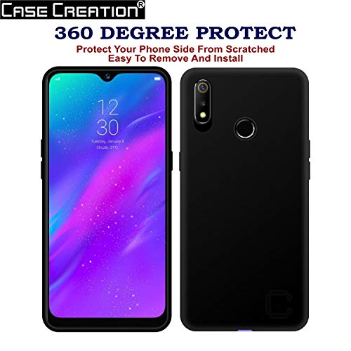 Image of Case Creation Compatible with Realme 3 Pro 2019 Back case, Realme 3 Pro Slim Flexible Smart Look case with 360 Camera All Angle Protection (Pure Black)