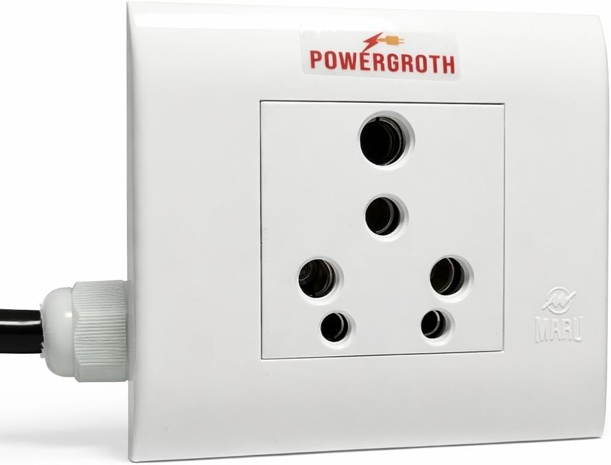16A Single Socket Heavy-Duty Extension Box | 16 Amp 3-Pin Plug | 2.5 sqmm 3-Core Pure Copper Cable | 2000W Load | Safe Power Extension (2, Metres)