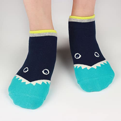 Cotton Day Kids Boys Ankle Low Cut Socks Fun Colorful Design 6-8 Years (Sharks Size 8) #TOP1