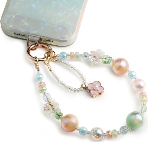 POSADINA Phone Charm for Women, Anti-Theft Phone Wrist Strap Hands-Free & Beaded Chain, Detachable Cell Phone Lanyard with Tether Tab