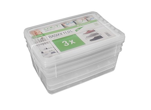 keeeper Aufbewahrungsboxen mit Air Control System, 3-teiliges Set, Höhe: 14 cm, 3 x 11 l, 39 x 26,5 x 14 cm, Bea, Transparent