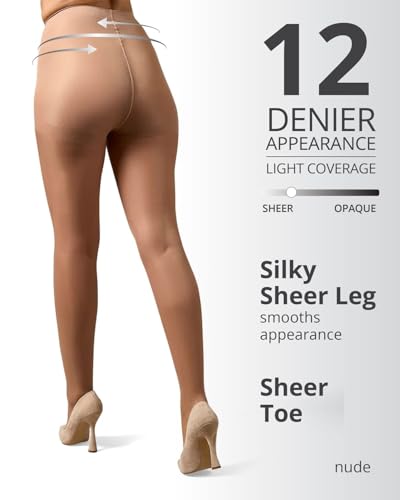 Image of MeMoi Control Top Crystal Pantyhose for Women, Breathable Sheer Tights, Control Top Sheer Stockings, Comfortable Panty Hose