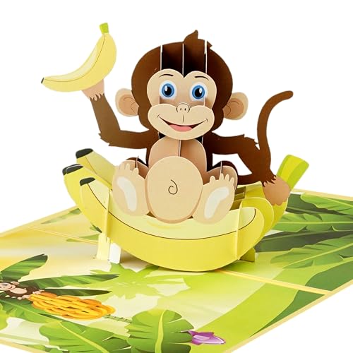 iGifts And Cards Funny Monkey 3D Pop-Up Greeting Card – You’re Awesome, Animal Theme, Encouragement, Birthday, Appreciation, Get Well, Just Because, 6” x 8” with Envelope & Notecard