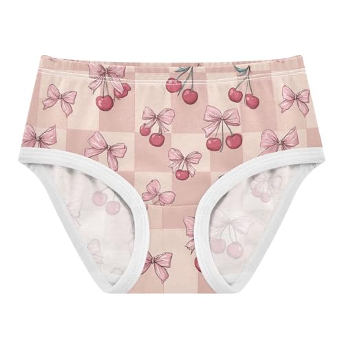 Wusikd Cherries Bows Checkered Girls' Underwear Cotton Girls Briefs Soft Toddler Underwear 2T