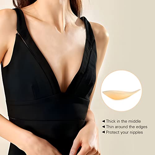 Nippleless Covers Breast Lift Tape Silicone Pasties Reusable Strapless Adhesive Invisible Nipple Bra For Women Medium Beige #TOP5