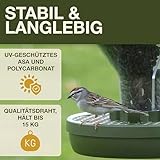 SWISSINNO Vogelfutterhaus zum Aufhängen – Davos SMART Birds - Vogelfutterspender mit Auffangschale - Futterstation für Vögel - Futtersilo Rattensicher - Vogelhaus für Garten & Balkon - Grün