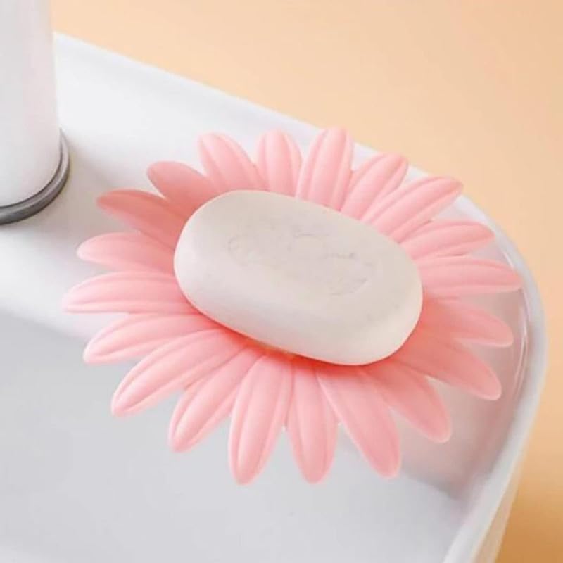 Qureza Flower Soap Dishes Decorative Self-Draining Soap Holders with Anti-Slip Base, Durable Waterproof Soap Trays for Bathroom, Kitchen, and Sink, Keeps Soap Dry Long-Lasting (Multicolor)