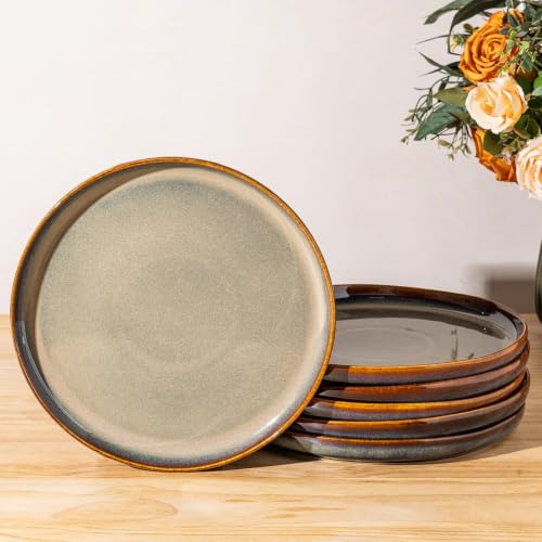 theterra Ceramic Salad Plates Set of 6, 8.25 Inch Dinnerware Plates