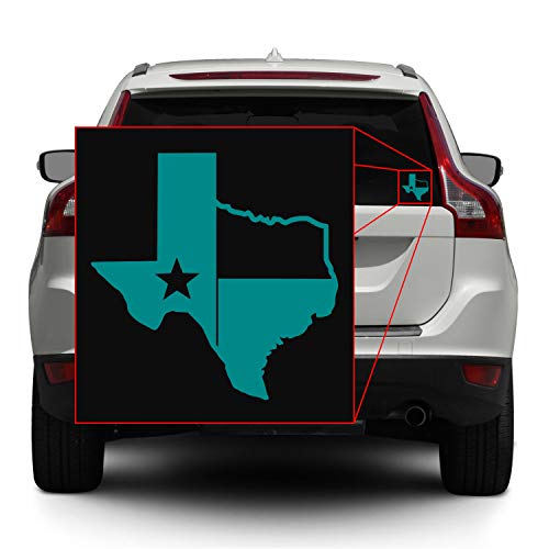 Image of TX Flag Shaped Like Texas [Pick Color] Vinyl Transfer Sticker for Laptop /Car /Truck /Window /Bumper (3 inch x 3 inch, Turquoise)