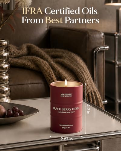 Image of M&SENSE Black Berry Cider Scented Soy Candles,11.3 oz Fall Candle Non Toxic,Aromatherapy Candle for Stress Relief Meditation Relaxing