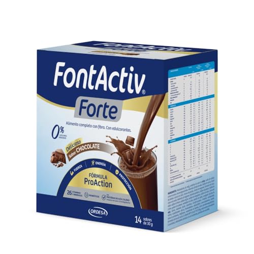 FontActiv Forte ProAction Chocolate | 14 Sobres | Suplemento Nutricional con Fibra para Adultos - 0% Azúcares añadidos