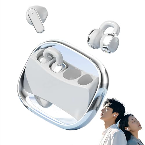 Écouteurs à clipser - 2 en 1 à clipser - Sans fil - Léger - Oreillettes ouvertes - Bluetooth 5.4 - Confortables pour les petites oreilles et les porteurs de lunettes, entraînement, fitness, course à