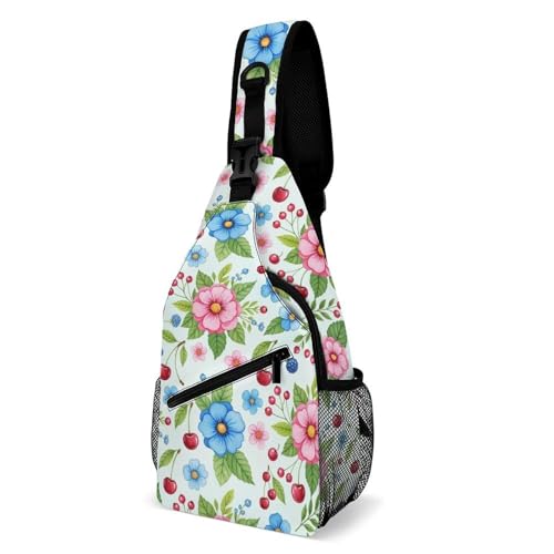 Lightweight Chest Shoulder Backpack, Chest Bag, Fashion Day Pack For Women And Men Floral Flowers