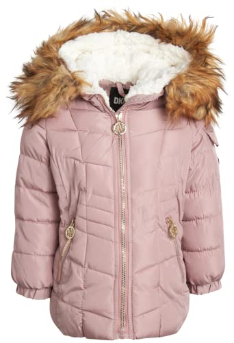 Dkny Baby Girls' Jacket - Fleece Lined Quilted Bubble Puffer Windbreaker Coat (12M-4T), Size 2T, Rose Blush #TOP5