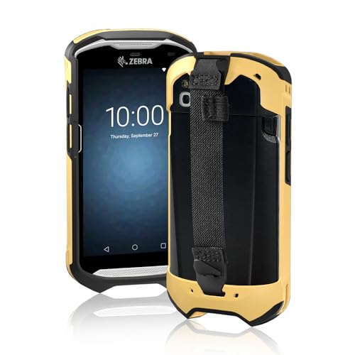 TC51 TC52 TC56 TC57 TC510K Case with Hand Strap - Protective & Ergonomic for Zebra Handheld Barcode Scanners SG-TC5X-EXO1-01 SG-TC5X-EXONHS-01 (Black-Yellow Blend)