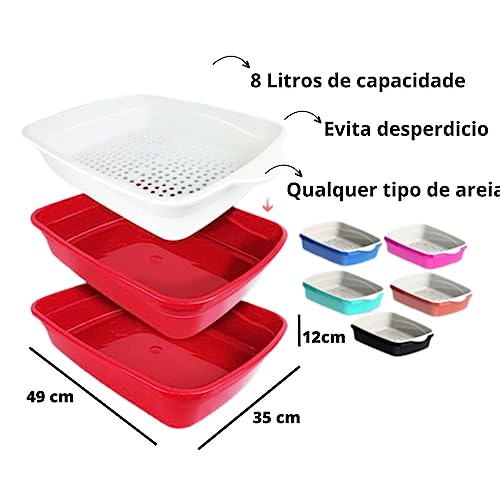 Banheira Gato Com Peneira Caixa de Areia Gatos Banheiro Inteligente 3 Peças Furba Grande (Rosa)