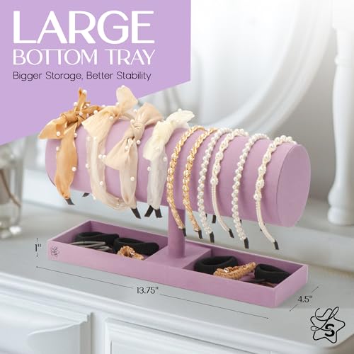 LS Lulu & Summer Headband Holder Organizer - Storage Stand Display Rack for Headbands, Hairband, Disney Ear, Tiara and Hair Accessories in Women and Girls Room (Purple) by LS - Used condition - Image 3