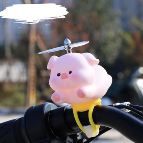 KIMISS Bonito Adorno para Manillar de Bicicleta de Pato, Accesorio Decorativo de Dibujos Animados de Resina para Bicicletas Eléctricas y para Niños (A‑ Cerdo Feliz)