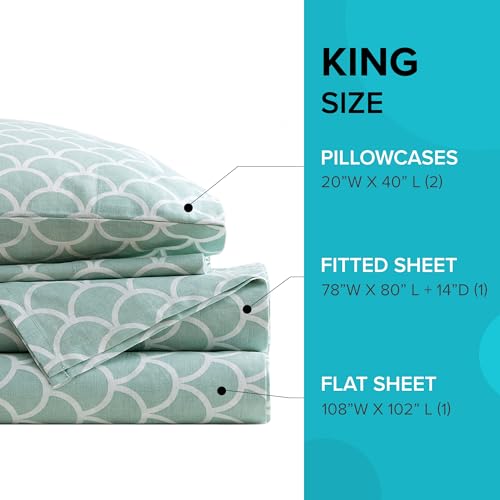 Image of Comfort Spaces 100% Cotton Percale Sheets King Sheet Set 4 Pcs, Scales