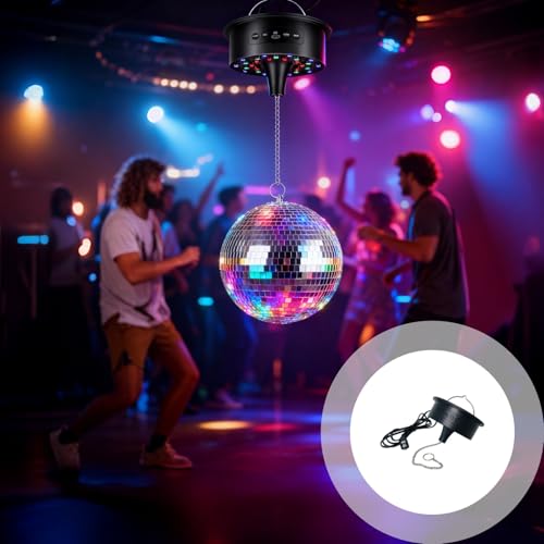 Base Black Ball Spinner con control remoto, motor rotativo LED de 30 luces, velocidad ajustable, activación por sonido y modo automático para fiestas, hogar y barra miniatura 2