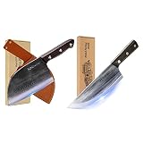 HolaFolks Anti-Rust Oil Coating Hand Forged High Carbon Steel Dividing Knife&Serbian Chef Knife Anti