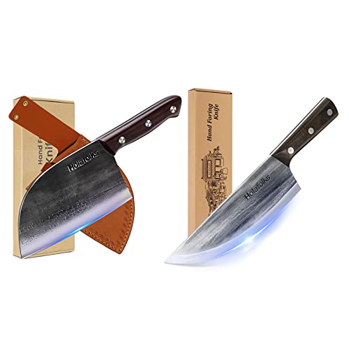 Holafolks Anti-Rust Oil Coating Hand Forged High Carbon Steel Dividing Knife&Serbian Chef Knife Anti-Rust Oil Coating Meat Cleaver With Sheath #TOP6