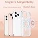 metisinno Magnetic Phone Ring Holder for iPhone 17 16 15 14 13 12 Magsafe Case - Magnetic Phone Grip - Adjustable Phone Finger Ring Grip - Remove for Wireless Charging Compatible - Pink Translucent