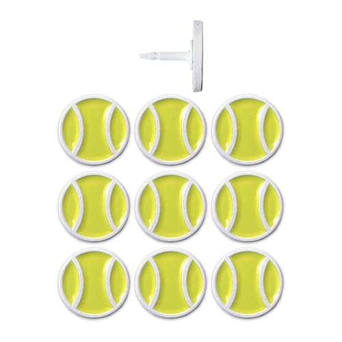 Image of Tennis Ball Push Pins, for Cork Board, Maps, or Lapel Pin Use, Designed in The USA, Tennis Pins, Set of 10