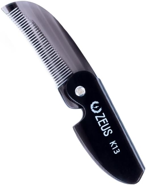 Folding Mustache Comb for Men, Handmade Pocket Comb (Black) | Crafted to Tame Stray Hairs, Improve Precision, Reduce Snags & Deliver Daily Grooming Control with Pocket‑Ready Design (K13)