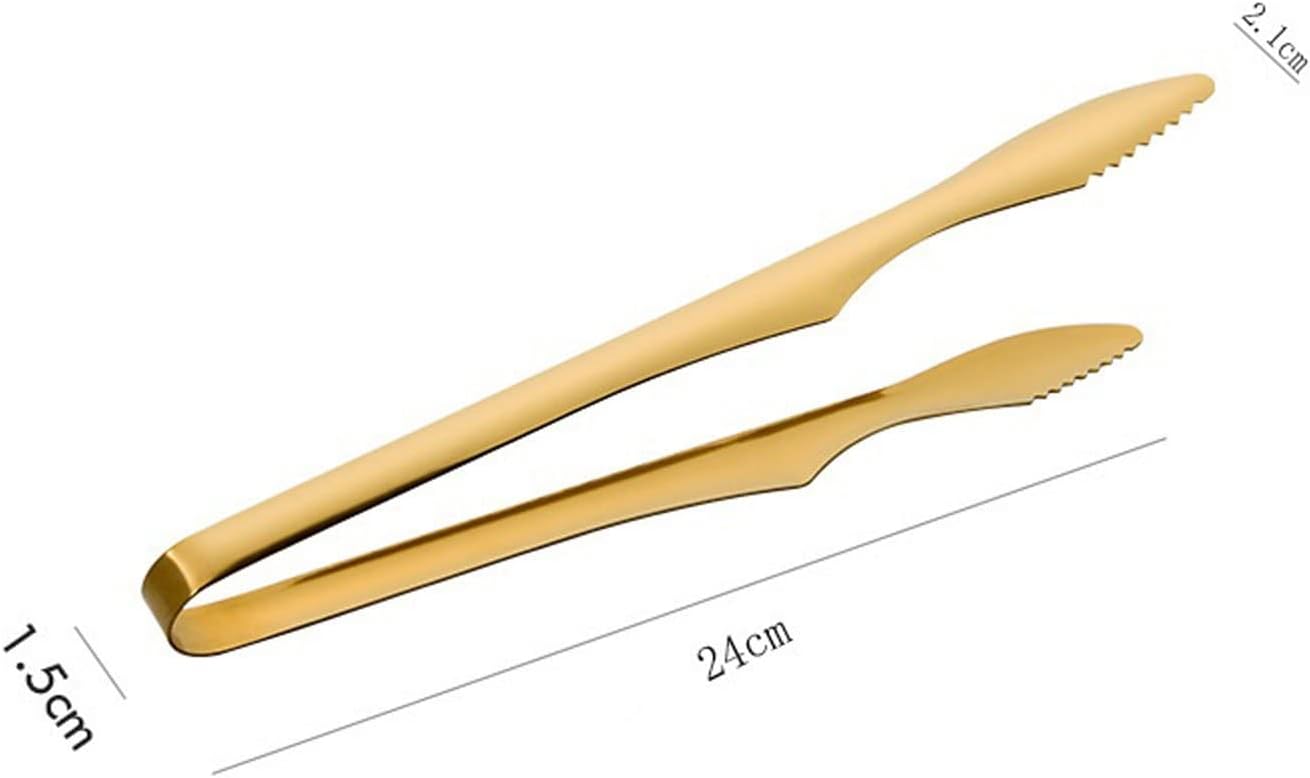 Ice Tongs Silver Gold BBQ Food Tongs Buffet Steak Grill Clip Non-Slip Handle Cake Bread Clamp Home Cooking Utensils for Kitchen