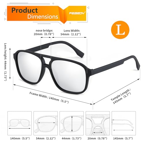 Image of FEISEDY Polarized Aviator Sunglasses for Men Women Lightweight TR Frame Double Bridge Square Pilot Sun Glasses Shades B0120