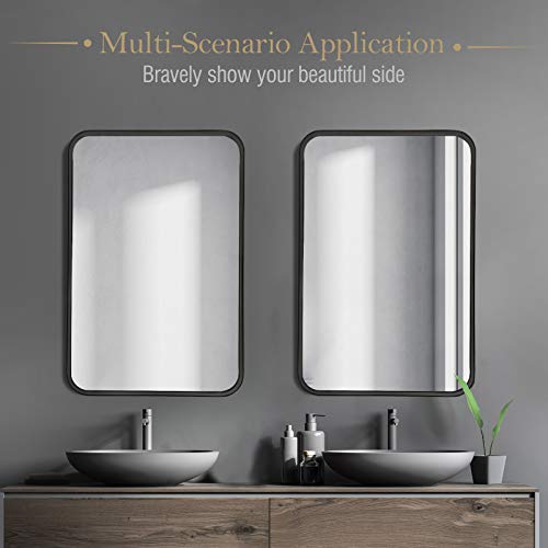 Howofurn Wall Mount Mirror, 24X36 Rectangular Bathroom Mirror, Black Vanity Mirror, Vertical & Horizontal Hang, Ideal For Bedroom, Bathroom, Living Room #TOP1