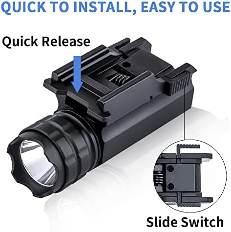 MCCC LED Tactical Flashlight 500 High Lumens,Rail Mount Pistol Light,Quick Release,fits Handgun, Airsoft Gun with Picatinny or Accessory Rail — view 3