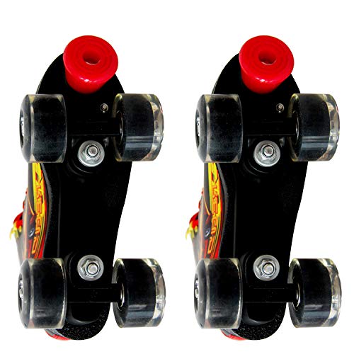 LIKU Quad Roller Skates for Girl and Women with All Wheel Light Up,Indoor/Outdoor Lace-Up Fun Illuminating Roller Skate for Kid (Black, J12-J13) - Thumbnail 4
