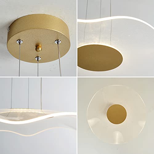 Lustre nénuphar doré à intensité variable en acrylique - 5